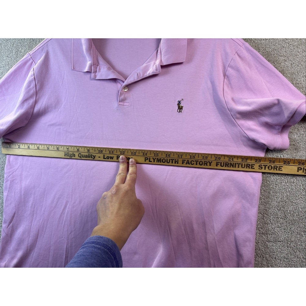 Polo Ralph Lauren Shirt Mens XL Pink Flesh Pony Custom Slim Fit Preppy Ribbed SS - Picture 8 of 8